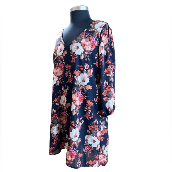 Lulus Shifting Dears Navy Blue Floral Dress Size Medium - Picture 5 of 8